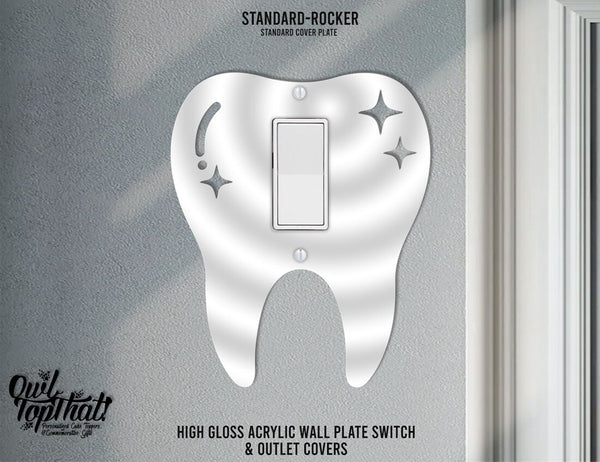 Tooth Molar Dentist Office Oversized Wall Switch Cover Plate for Standard Size Toggle, Rocker, Duplex Double Outlet, and Blank Wall Plates