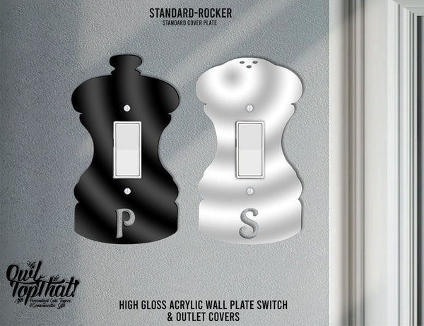 Salt & Pepper Shaker Set Oversized Wall Switch Cover Plate for Standard Size Toggle, Rocker, Duplex Double Outlet, and Blank Wall Plates