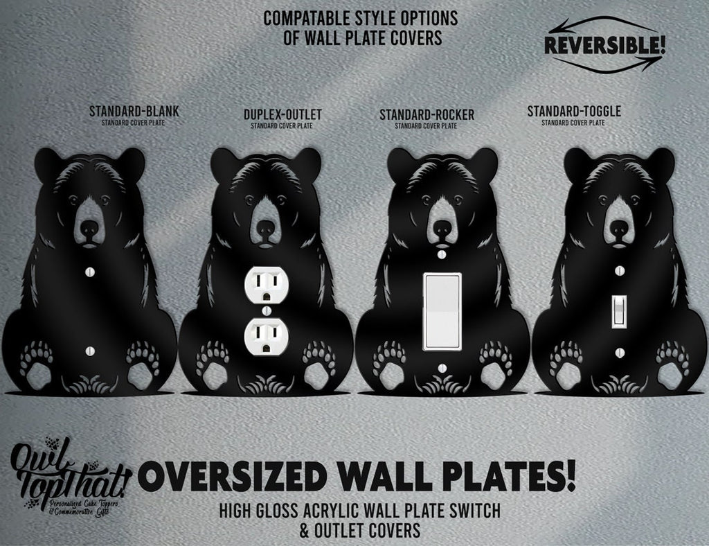 Sitting Bear Oversized Wall Switch Cover Plate for Standard Size Toggle, Rocker, Duplex Double Outlet, and Blank Wall Plates