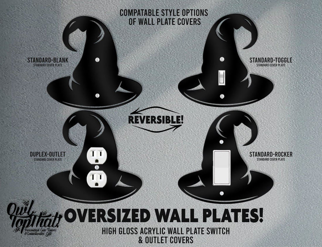 Wizard Hat Oversized Wall Switch Cover Plate for Standard Size Toggle, Rocker, Duplex Double Outlet, and Blank Wall Plates