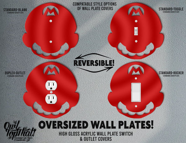 Retro Gamer Super Mario Oversized Wall Switch Cover Plate for Standard Size Toggle, Rocker, Duplex Double Outlet, and Blank Wall Plates