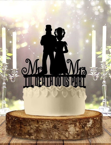 Frankenstein and Bride Til Death Do Us Part Wedding Cake Topper