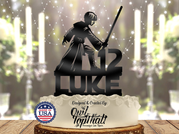 Jedi Training Star Wars Padawan - Personalized Name & Age - Movie Theme - Custom Birthday Cake Topper