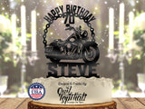 Harley Biker Motorcycle Chain Personalized Name and Age Birthday Cake Topper