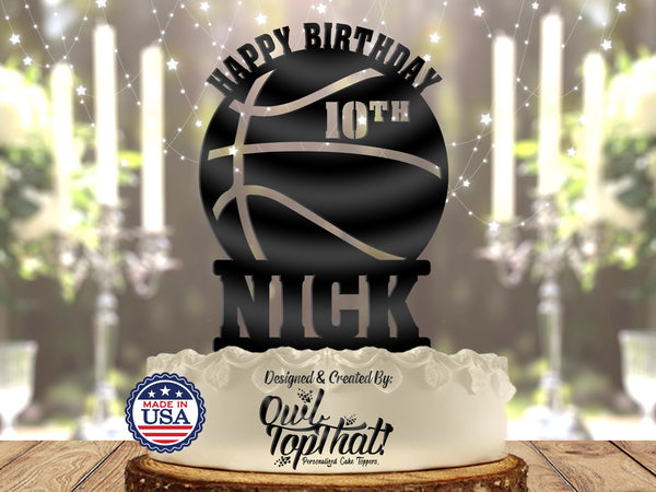 Basketball Personalized with Name and Age Birthday Cake Topper