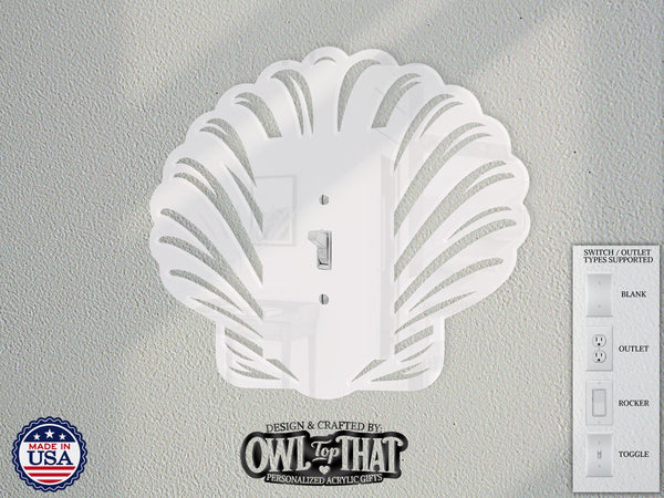 Nautical Seashell Oversized Wall Switch Cover Plate - Standard Size Toggle, Rocker, Duplex Double Outlet, and Blank Wall Plates