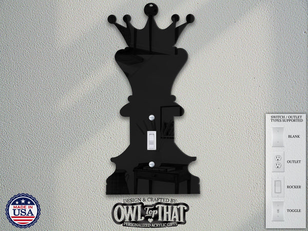 Queen Chess Piece - Oversized Wall Switch Cover Plate - Gamer Theme - Standard Size Toggle, Rocker, Outlet, and Blank Wall Plates