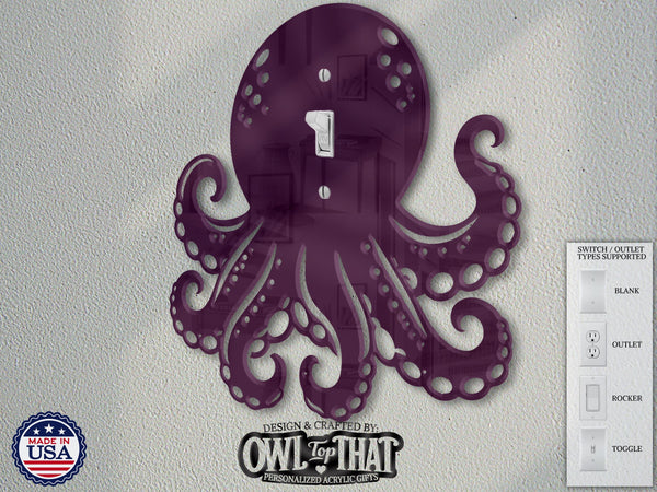 Octopus - Wildlife Nature Theme - Oversized Wall Switch Cover Plate - Standard Size Toggle, Rocker, Outlet, and Blank Wall Plates