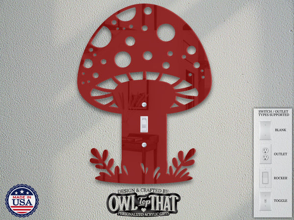 Mushroom - Wildlife Nature Theme - Oversized Wall Switch Cover Plate - Standard Size Toggle, Rocker, Outlet, and Blank Wall Plates