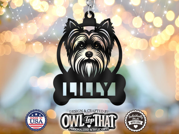 Pet Shih Tzu Dog Breed Bone Custom Name Tag Ornament - Personalized Name & Date - Gift Tags, Holiday Ornaments and More