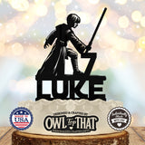 Jedi Training Padawan Custom Birthday Cake Topper - Lightsaber Duel - Personalized Name & Age - Movie Themed