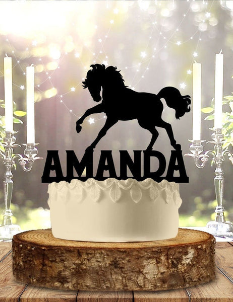 Horse Mustang Wild Horse with Name Personalized Birthday Cake Topper