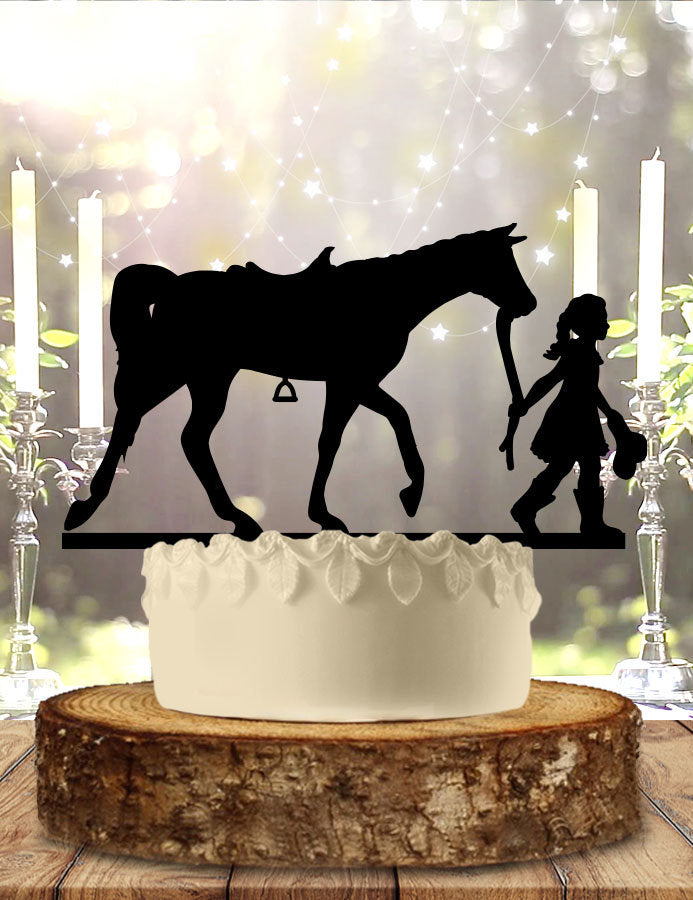 Horse and Girl With Saddle Cake Topper