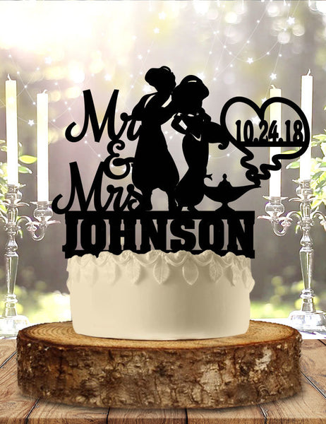 Aladdin and Jasmine Personalized Wedding Cake Topper