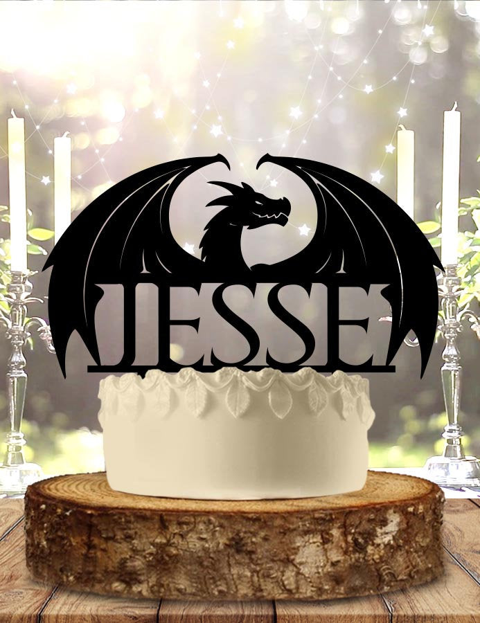 Dragon With Name Birthday Cake Topper