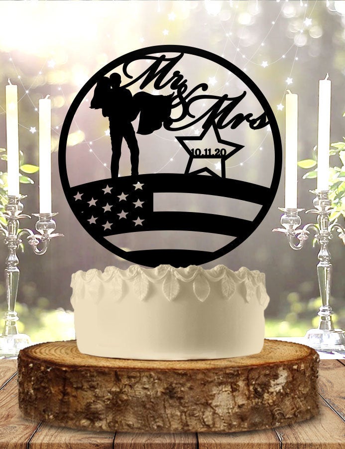 Patriotic Personalized Wedding Cake Topper