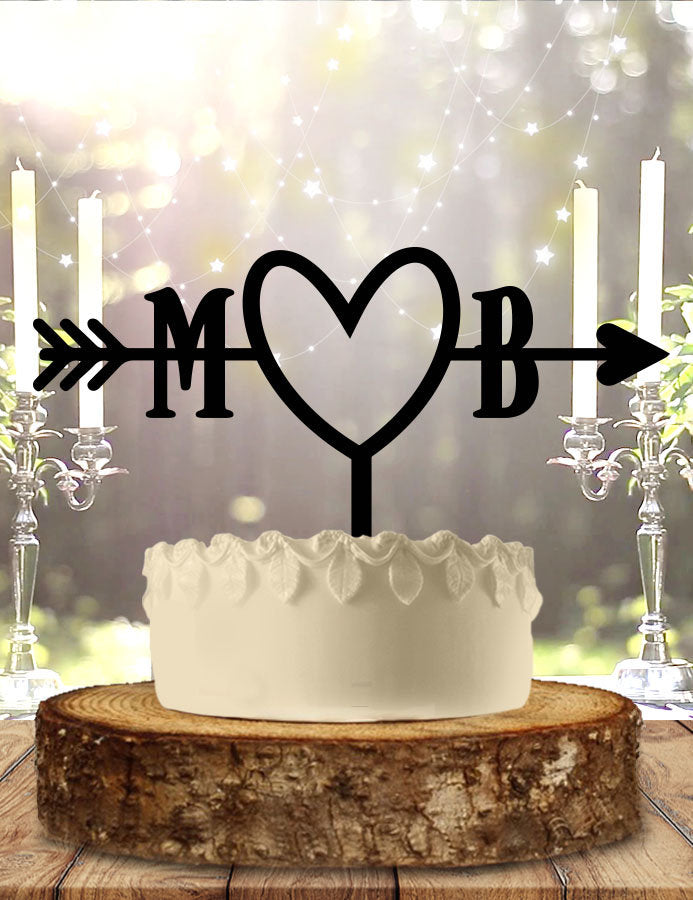 Rustic Arrow Wedding Cake Topper With Initials