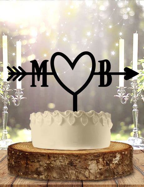 Rustic Arrow Wedding Cake Topper With Initials