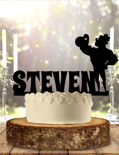 Strong Man With Name Birthday Cake Topper