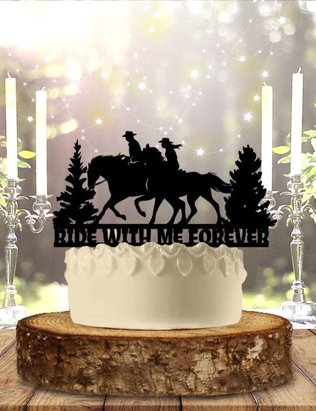 Ride With Me Forever Western Wedding Cake Topper