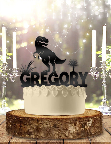 Tyrannosaurus Rex T-Rex Dinosaur Personalized Birthday Cake Topper