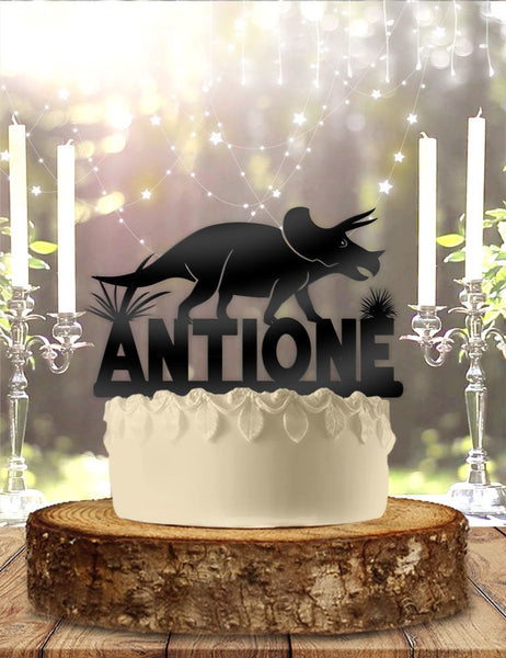 Triceratops Dinosaur Name Personalized Birthday Cake Topper