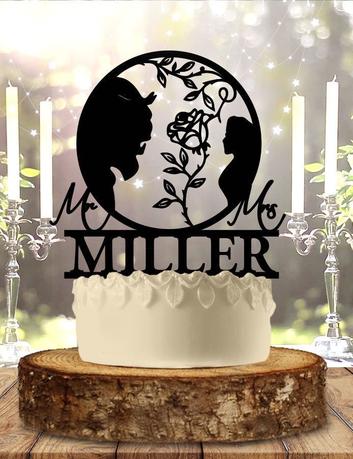 Beast and Beauty Personalized Wedding Cake Topper