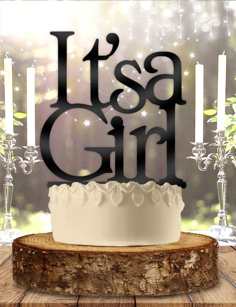 It's A Girl Typography Baby Shower Cake Topper – OwlTopThat