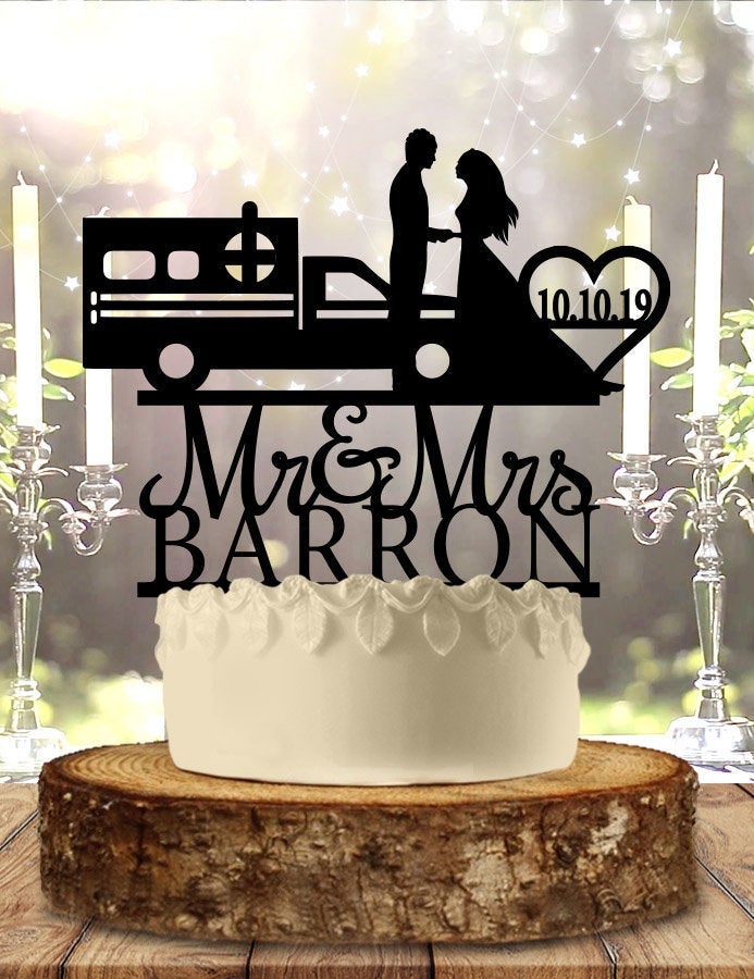 Ambulance Personalized with Date Wedding Cake Topper