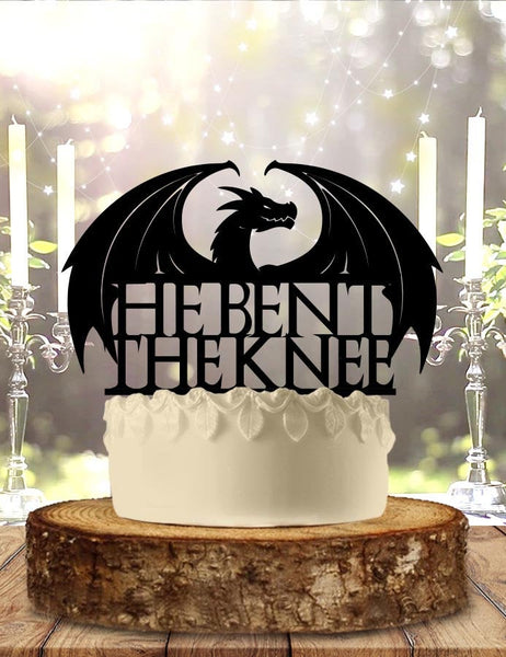 Dragon He Bent the Knee Wedding Cake Topper