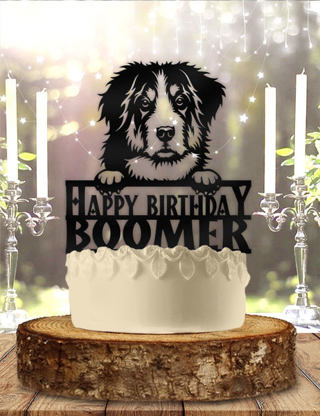 Bernese Mountain Dog Pet Personalized Birthday Cake Topper