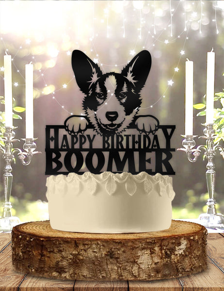 Corgi Dog Pet Personalized Birthday Cake Topper