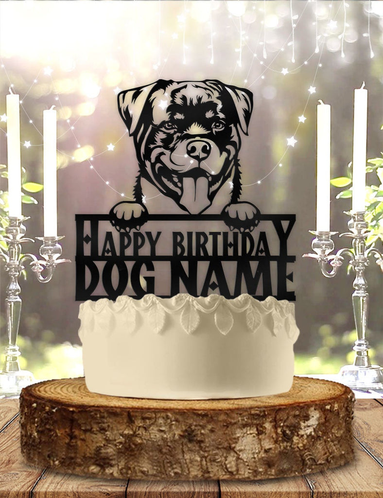 Rottweiler Dog Pet Personalized Birthday Cake Topper