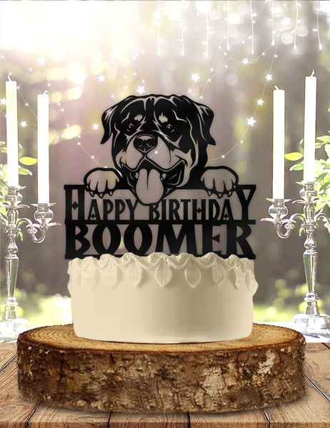 Rottweiler Dog Pet Personalized Birthday Cake Topper