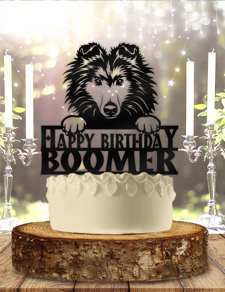 Shetland Sheepdog Dog Pet Personalized Birthday Cake Topper