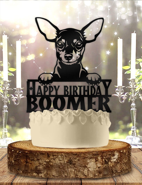 Miniature Pinscher Dog Pet Personalized Birthday Cake Topper