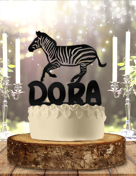 Zebra with Name Personalized Birthday Cake Topper