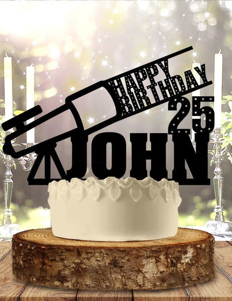 Telescope Astronomy Name and Age Personalized Birthday Cake Topper