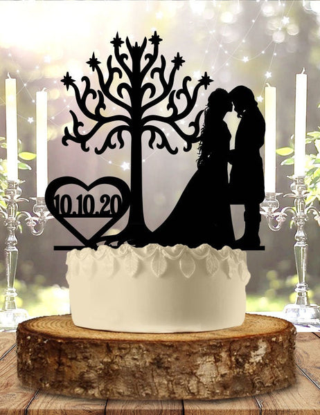 Mr and Mrs Arwen and Aragorn With Date Wedding Cake Topper