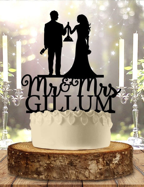 Plumber Couple Mr Mrs Name Personalized Custom Acrylic Wedding Anniversary Cake Topper