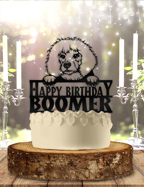 Poodle Dog Pet Personalized Birthday Cake Topper