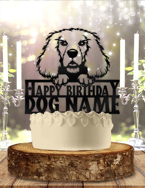 Cocker Spaniel Dog Pet Personalized Birthday Cake Topper