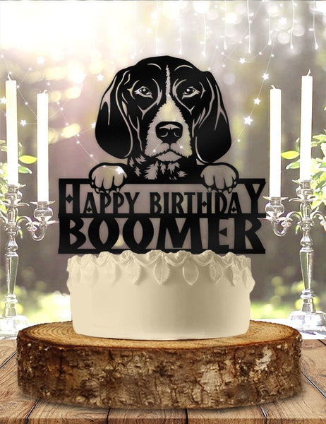 Pointer Dog Pet Personalized Birthday Cake Topper