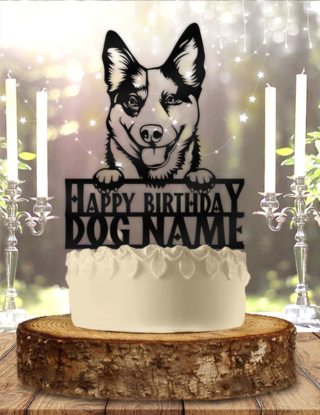 Cattle Dog Pet Personalized Birthday Cake Topper