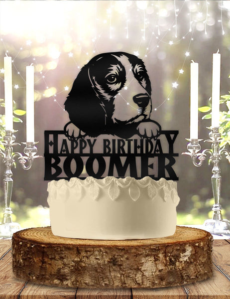 Beagle Dog Pet Personalized Birthday Cake Topper