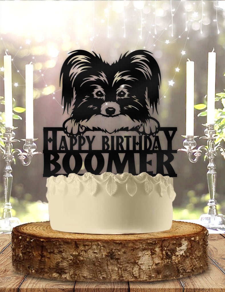 Papillon Dog Pet Personalized Birthday Cake Topper