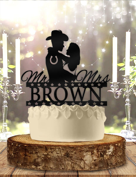 Cowboy Groom Couple Personalized Wedding Cake Topper
