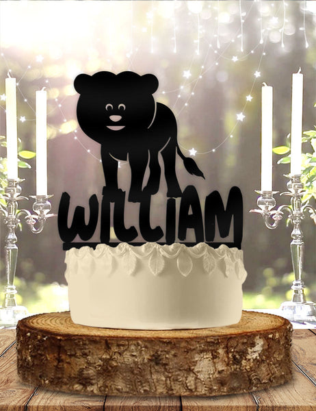 Cute Lion with Name Personalized Birthday Cake Topper