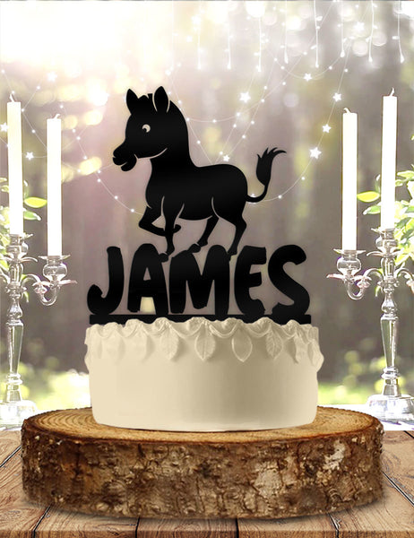 Zebra with Name Personalized Cute Birthday Cake Topper