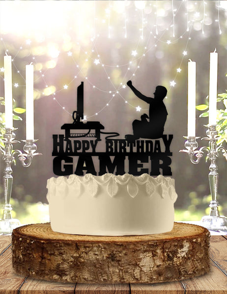 Video Game Gamer Personalized Happy Birthday With Name Gaming, Gamer Birthday, Game Controller, Xbox, PlayStation, Cake Topper